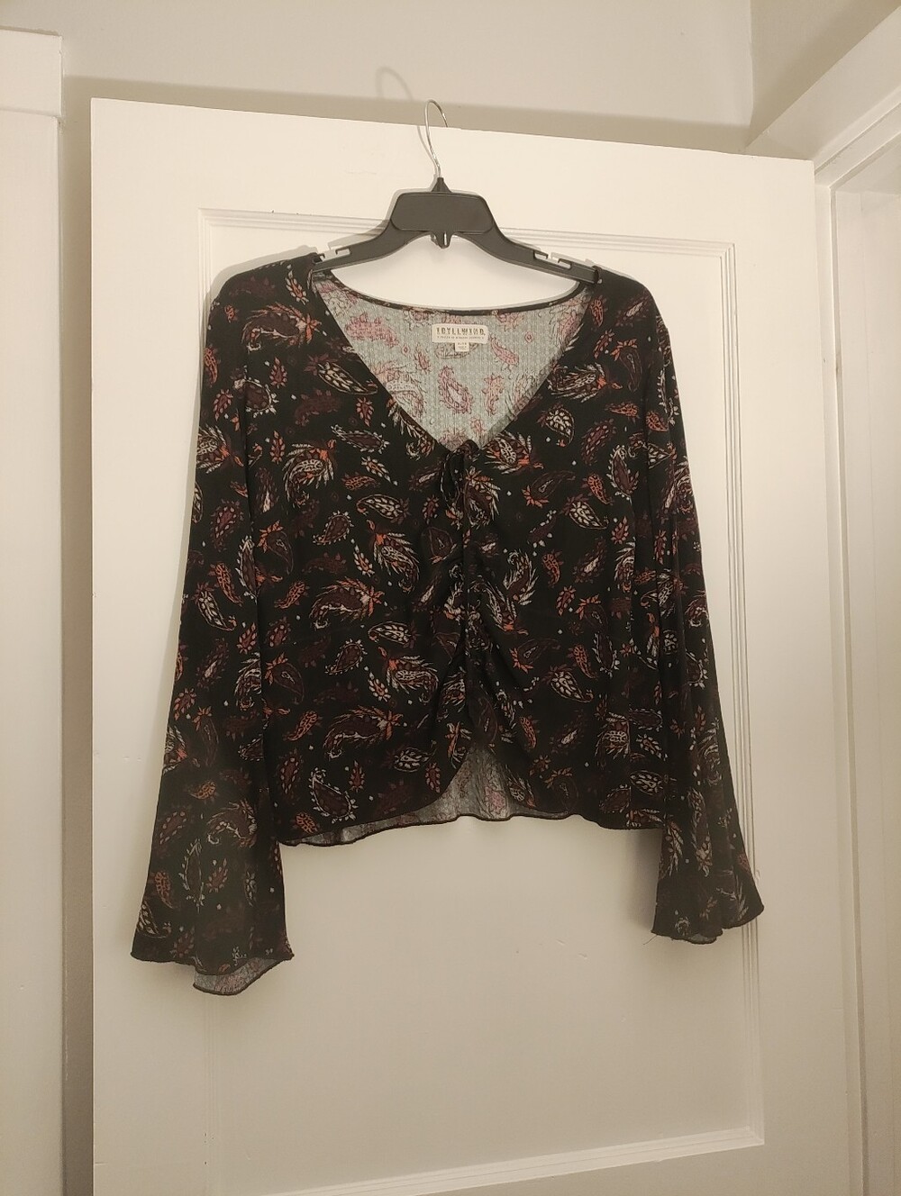Idyllwind Miranda Lambert XL Paisley Bell Sleeve Tie Front Western Boho Top